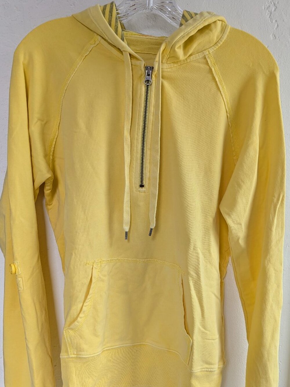 GAP 1/4 Zip Yellow Long/Convertible Sleeve Cotton Hoodie L